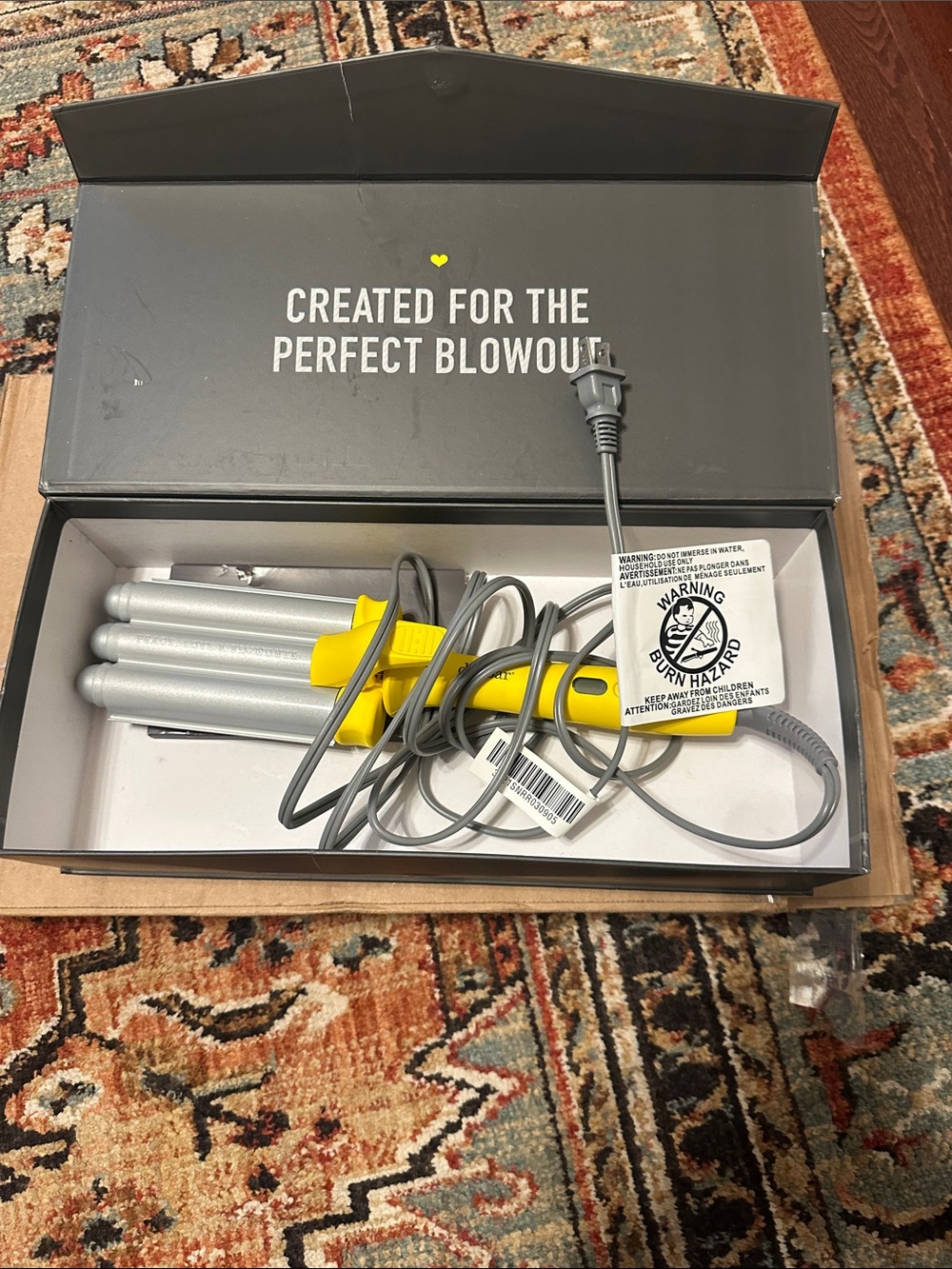 Drybar Yellow and Silver Triple Barrel Curling Iron